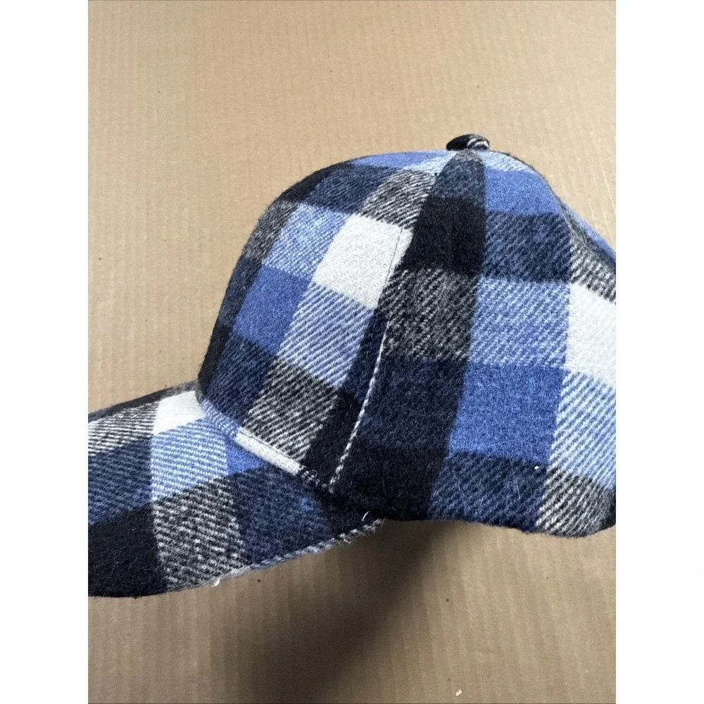 Steve Madden Hat Cap Strap Back Unisex One Size Blue Check Plaid Flannel